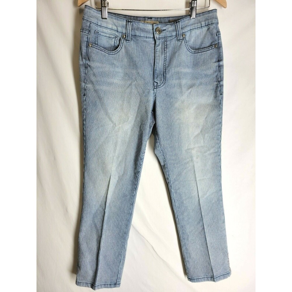 Vintage America Women's Striped Denim Jeans Blue Skinny Stretch Size 10/30